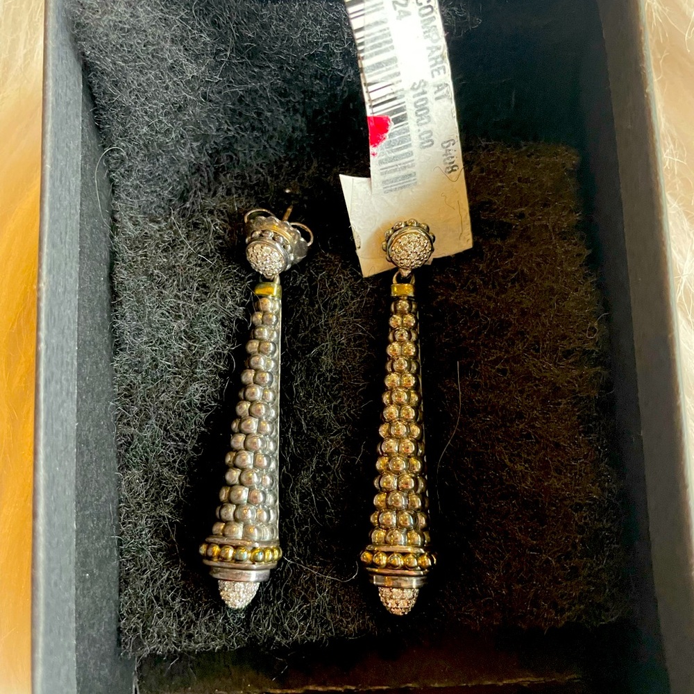 Lagos earrings silver gold and diamonds